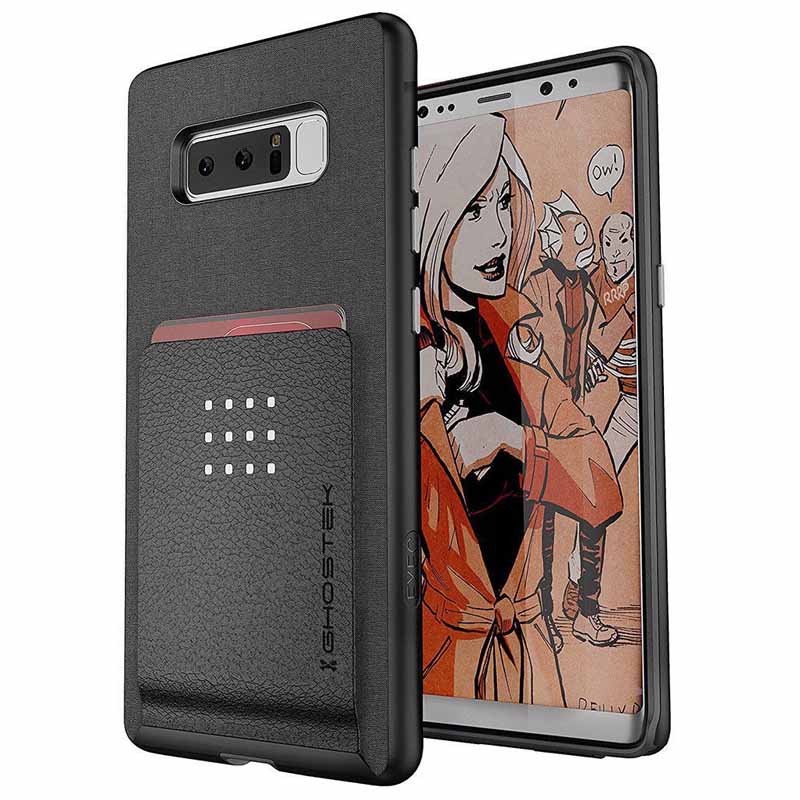 MOBILETECH-Galaxy-Note-8-Case-Ghostek-EXEC-Card-Pocket-Wallet-Built-In-Magnet-for-Mounts-Black